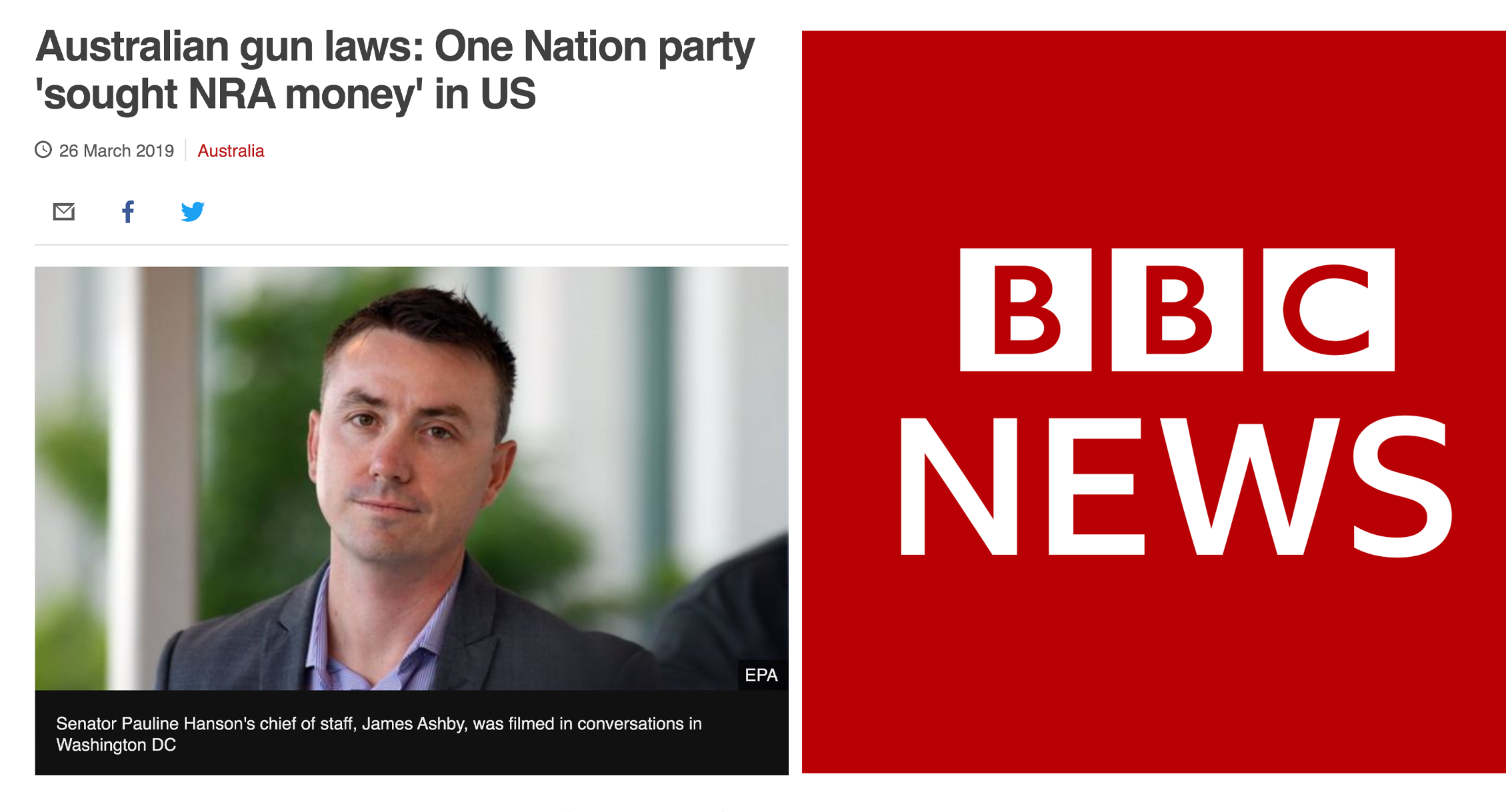 BBC: One Nation party 'sought NRA money'