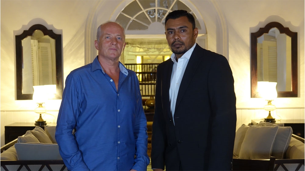 Pakistani bowler Kaneria with Al Jazeera’s reporter David Harrison [Al Jazeera]