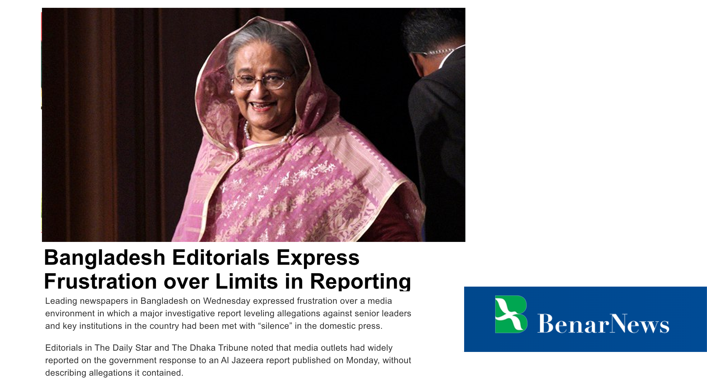 Bangladesh Editorials Express Frustration over Limits in Reporting