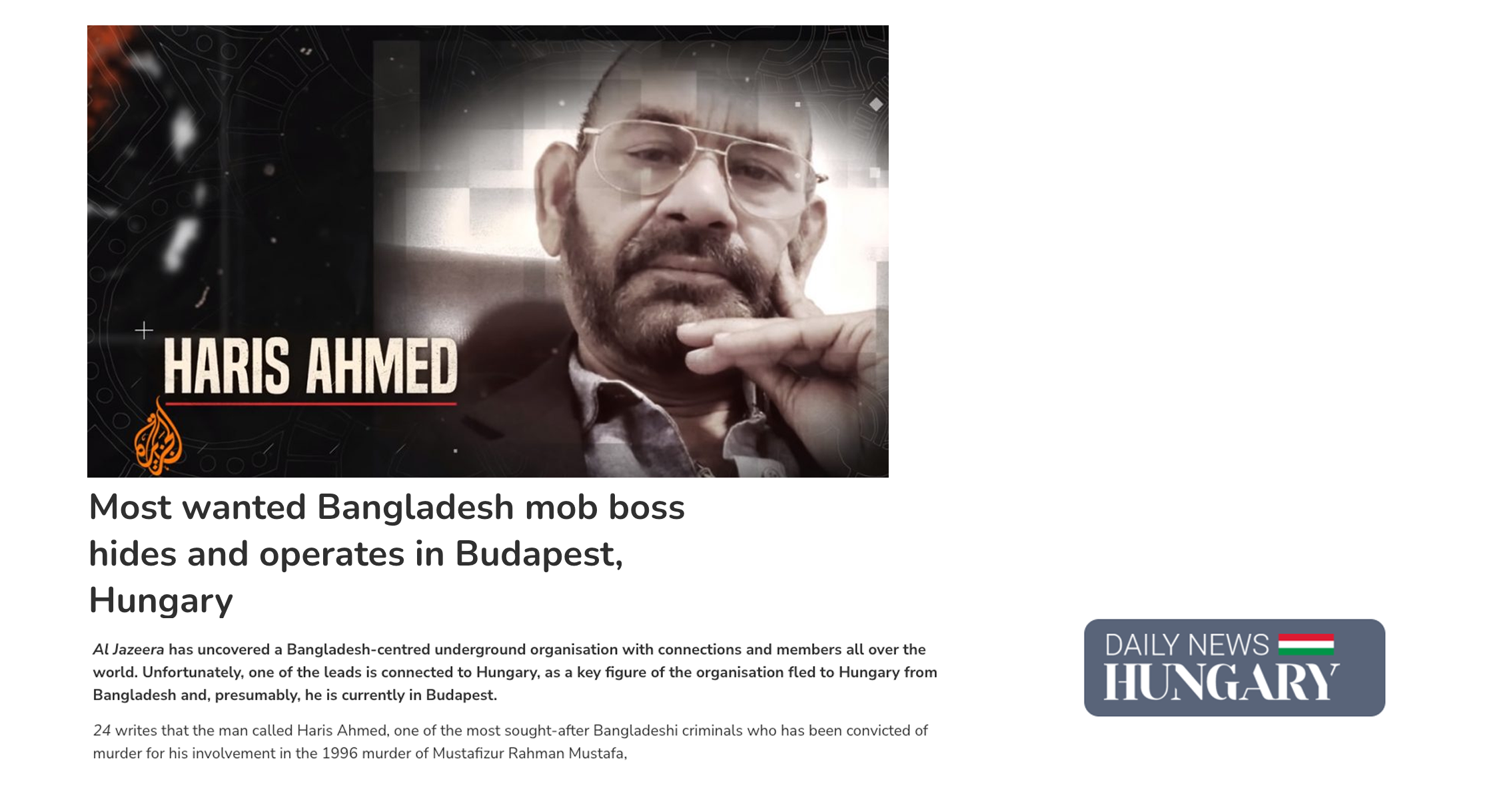 Most wanted Bangladesh mob boss hides and operates in Budapest, Hungary