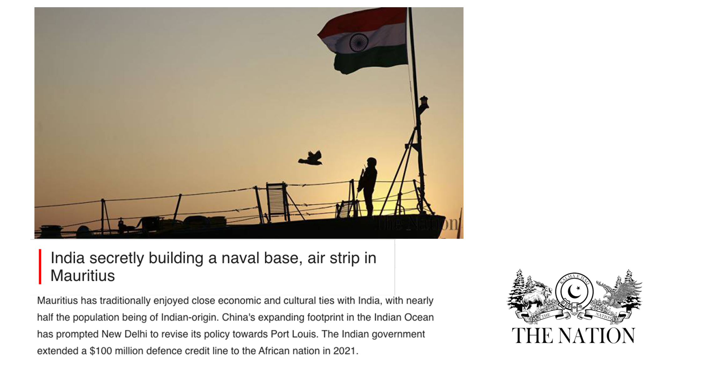 India secretly building a naval base, air strip in Mauritius