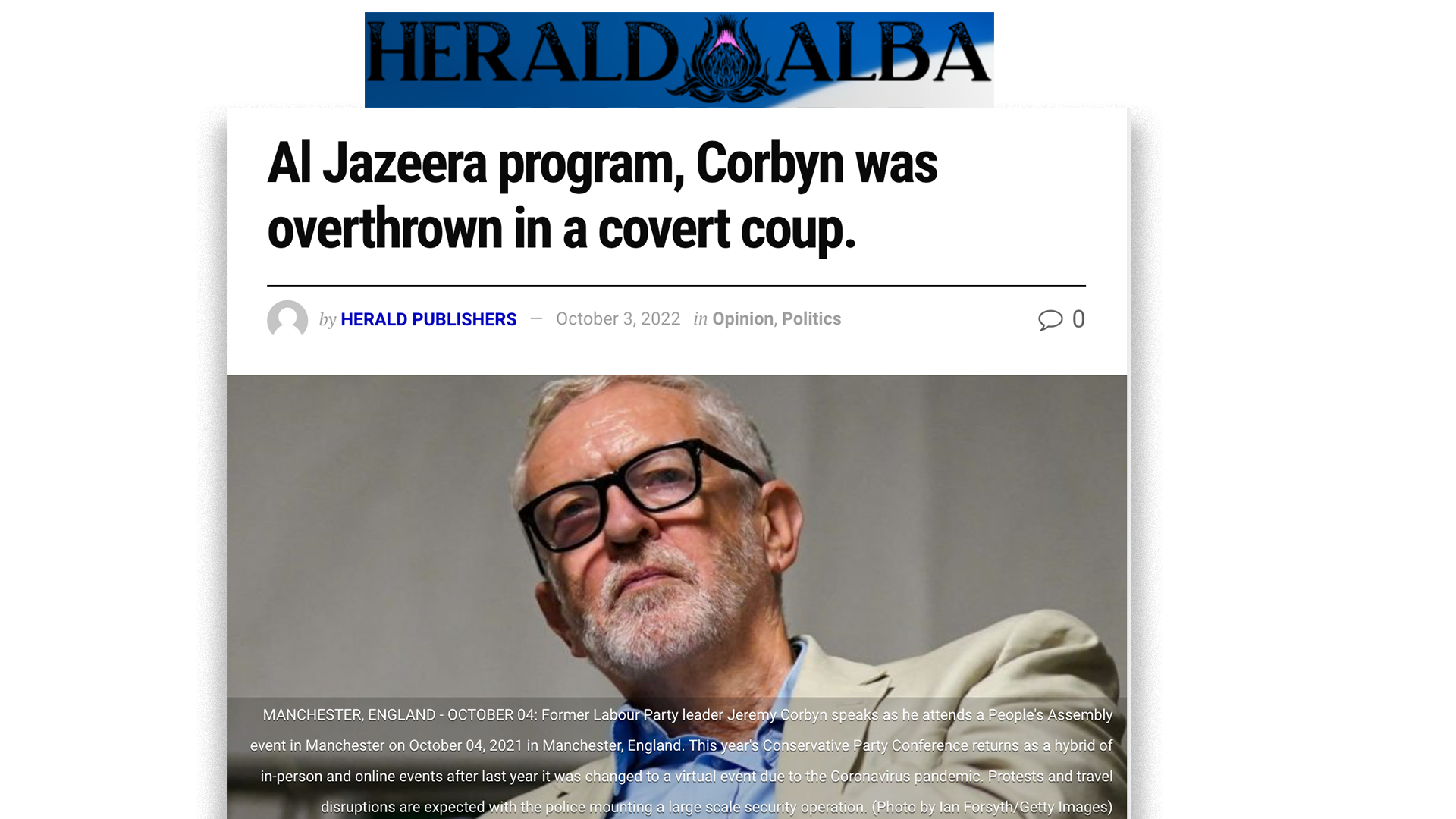 Al Jazeera program, Corbyn was overthrown in a covert coup.